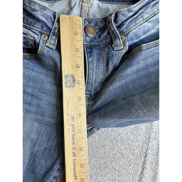 American Eagle Outfitters Skinny Kick Bootcut Jeans Womens 6 Blue Distressed - Picture 6 of 16